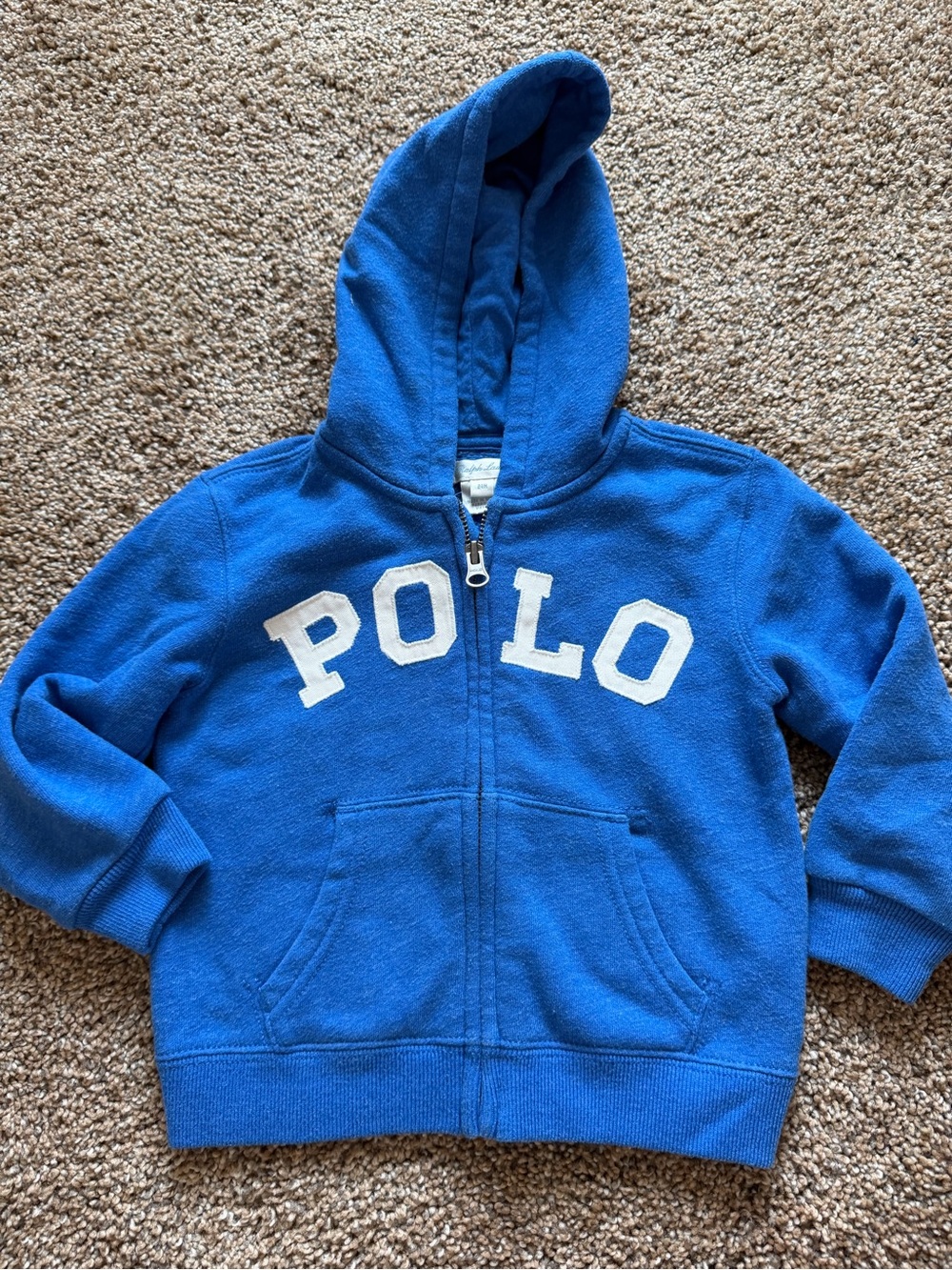 POLO RALPH LAUREN Pool Blue Full-Zip Stitched Graphic Hooded Sweatshirt